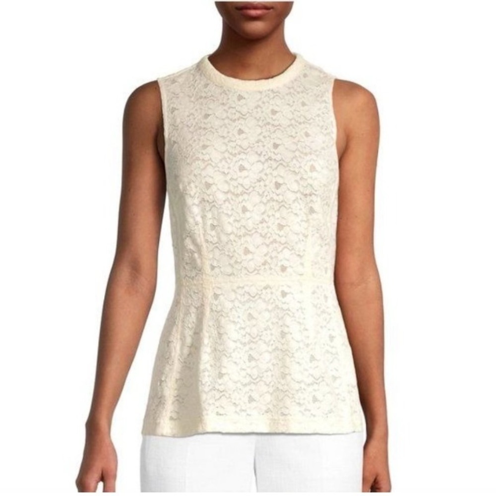 Rebecca Taylor Lace Dart Tank Top White Ivory Cream Size 10 Nwt New